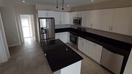 Fototapeta premium Modern Kitchen with Sleek Design and Ample Light
