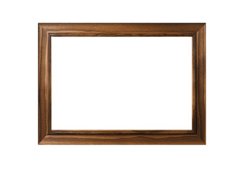 a wooden picture frame in a rustic style with a transparent background.