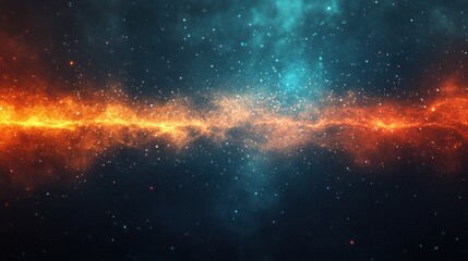 Obraz premium A vibrant cosmic scene depicting swirling colors and stars in a vast galaxy.