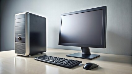 Fototapeta premium Modern PC setup in minimalist workspace