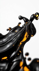Fototapeta premium A dynamic splash of black liquid with vibrant orange accents, showcasing fluid motion.
