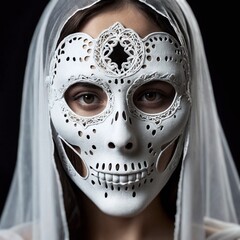  Intricate White Mask with Lace Details