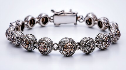 Obraz premium Diamond and Opal Bracelet with Silver Clasp