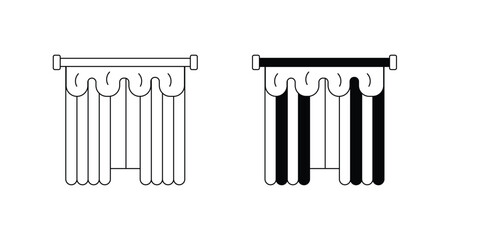 Curtain set icon with white background vector stock illustration