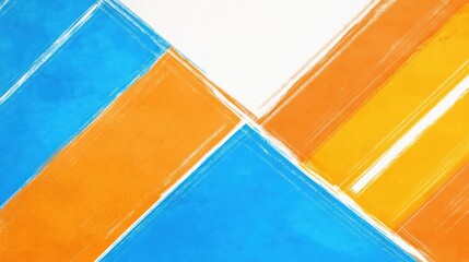 Fototapeta premium Abstract composition featuring intersecting orange and blue shapes on a white background.