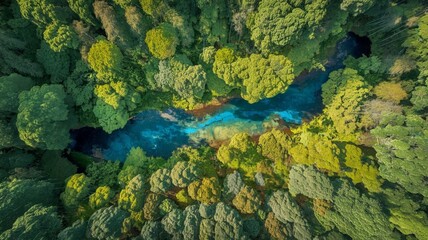 Aerial top view forest tree, Rainforest ecosystem background, green tree forest view