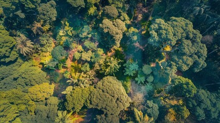 Aerial top view forest tree, Rainforest ecosystem background, green tree forest view