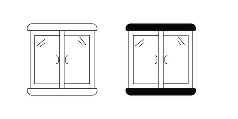 Window set icon with white background vector stock illustration