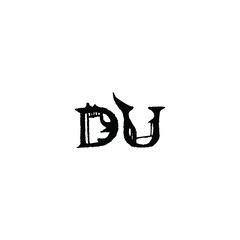 DU monogram logo design letter text name symbol monochrome logotype alphabet character simple logo