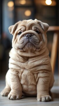 Adorable Puppy Sitting, Cute Dog Portrait
