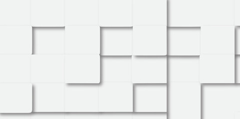 Abstract modern white paper square box tile spaced technology with shadow white cubes pattern shape background. Design for template, banner, poster vector illustration.