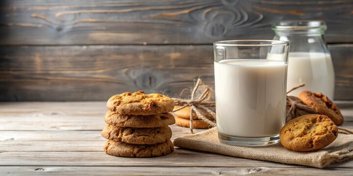 Silhouette cookies with milk on table for breakfast handmade bread