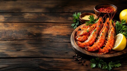 Artistic Seafood Presentation with Lemon and Parsley