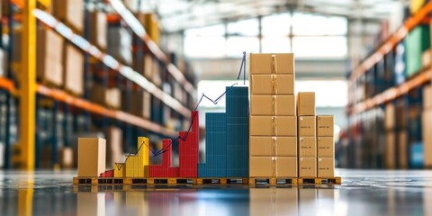 A promotional image depicting the success and growth of a logistic company, including charts and positive metrics.