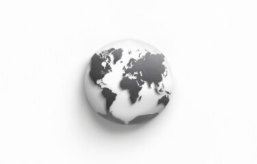 Fototapeta premium A simple black and white globe with a white background.