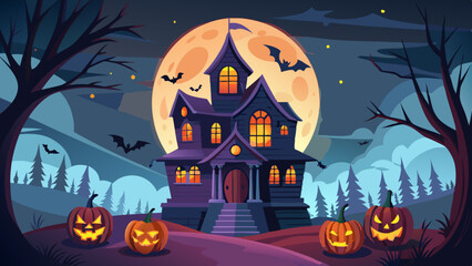 Fototapeta premium Castle at night on halloween
