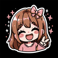 Fototapeta premium Illustrator vector of Girl with happy Facial Expression