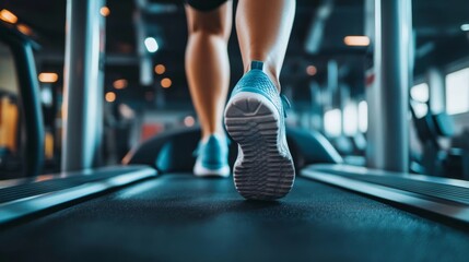 A person doing cardio exercises on a treadmill, focusing on weight loss and cardiovascular health during a gym workout.