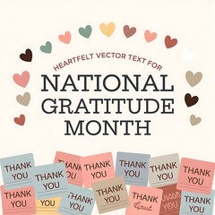 National Gratitude Month with Hearts and Thank You Notes