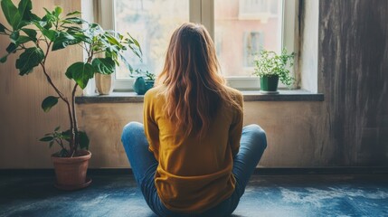 A person experiencing social isolation, sitting alone in an apartment, represents the mental health challenges posed by loneliness in modern society.