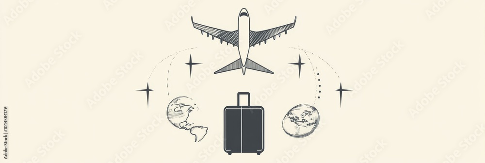 Aufkleber the design features a globe, a flying airplane, and a suitcase symbolizing the thrill of global expl