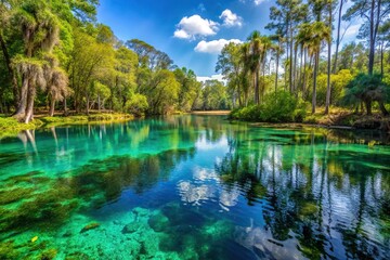 Obraz premium Natural freshwater spring pond at Green springs in Deltona, central Florida
