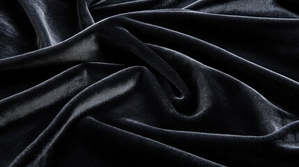 Fototapeta premium Soft Black Velvet Fabric Texture for Elegant Backgrounds