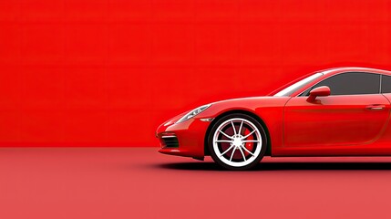 Dynamic Red Sports Car Against Bold Background