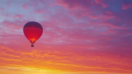 Obraz premium Vibrant Hot Air Balloon Against Colorful Sunrise Sky