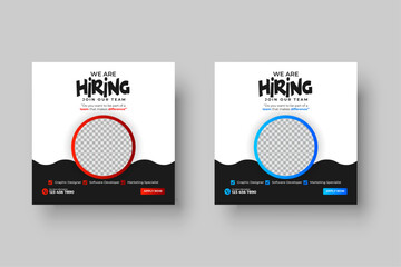 We are hiring job vacancy social media post or square web banner template design. job offer social media post design
