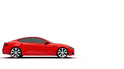 Sleek Red Sports Car on White Background