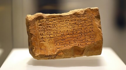 Ancient Mesopotamian Clay Tablet with Cuneiform Writing