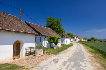 Traditional wine cellars street in Diepolz near Mailberg, Lower Austria, Austria