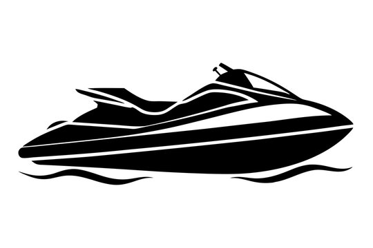 black jet ski on water clip art preview