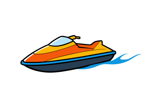 orange jet ski on water clip art preview