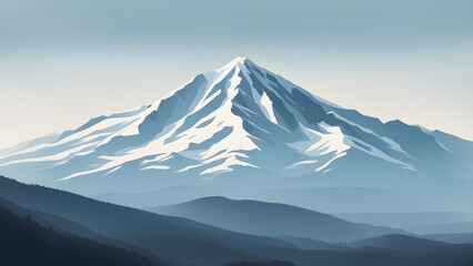wallpaper illustration of a lone snow-covered mountain peak