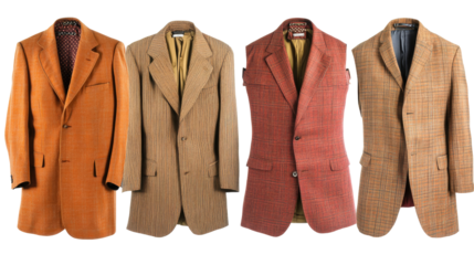 Collection of Stylish Suit Jackets on a Transparent Background Generative AI