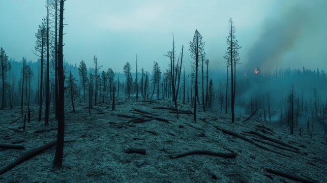scorched forest after a wildfire