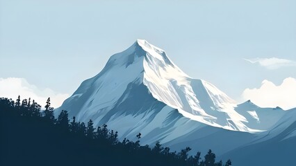 wallpaper illustration of a lone snow-covered mountain peak