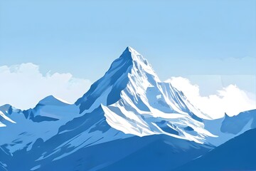 wallpaper illustration of a lone snow-covered mountain peak