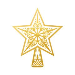 Obraz premium A beautifully crafted golden star ornament with detailed swirls and cutouts