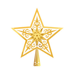 Fototapeta premium A beautifully crafted golden star ornament with detailed swirls and cutouts