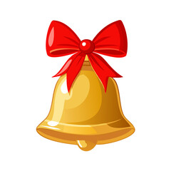 A festive Christmas bell icon with a ribbon tied around it, symbolizing holiday celebrations and the ringing of good cheer