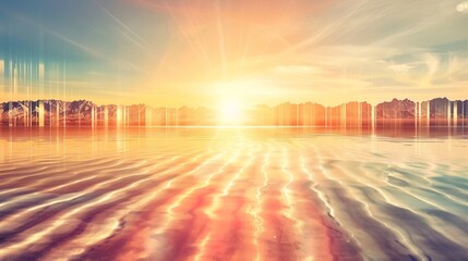Obraz premium Sound waves radiating across a serene landscape, symbolizing the interconnectedness and harmony of natural and auditory elements.