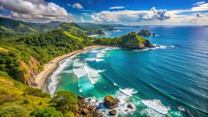 Obraz premium Breathtaking view of rugged Pacific coastline in Nicoya Peninsula Costa Rica, Costa Rica, Nicoya Peninsula, Pacific Coastline