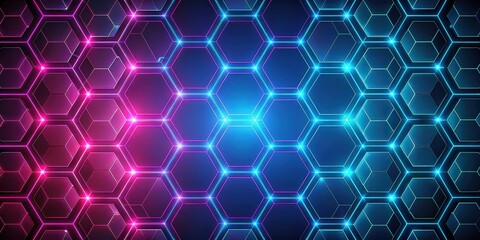 Fototapeta premium Abstract hexagonal background with neon grid, perfect for cyberspace concept, sci-fi, modern, texture, hexagons, grid