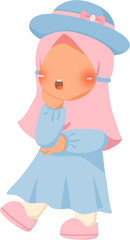 Playful cute little girl vector illustration