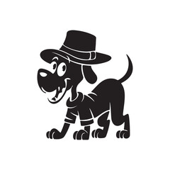 Cute dog silhouette on white background