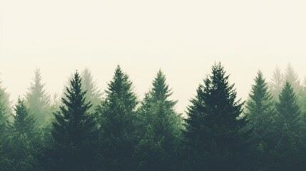 Fototapeta premium Serene Misty Forest with Evergreen Trees