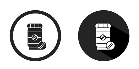 Medicine bottle logo. Medicine logo icon vector design black color. Stock vector.